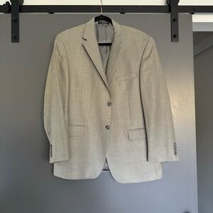 Vintage oversized blazer, light grey, 100% wool and silk